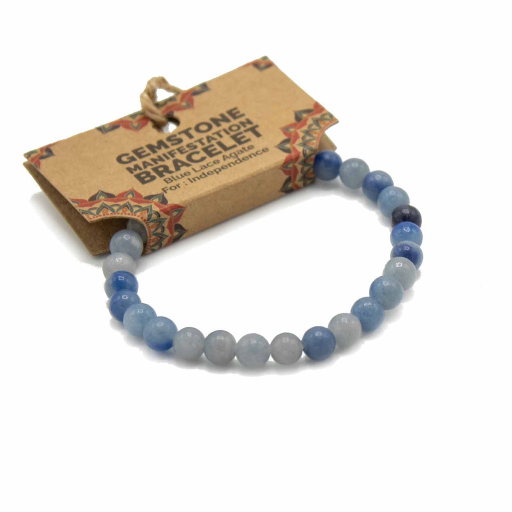 Pulsera de Manifestación de Piedras Preciosas - Ágata de Encaje Azul - Independencia
